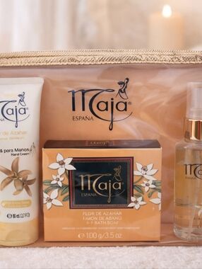 Orange Bath Soap & Body Maja España Beauty Gift Set w/ Cosmetic Bag (Soap, Lotio